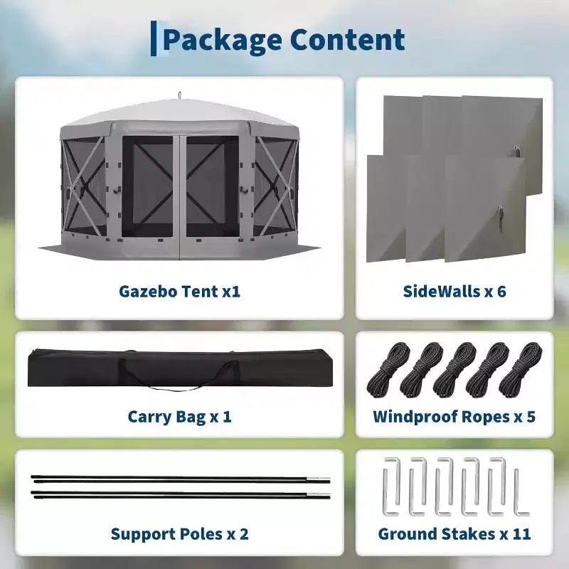 Tonnelle Pop Up 6 Côtés 3,96x3,96m, Grandes Tonnelles en Promotion avec Parois Latérales, Tonnelle Moustiquaire, Carpas para Patio, Abris Moustiquaires Portables