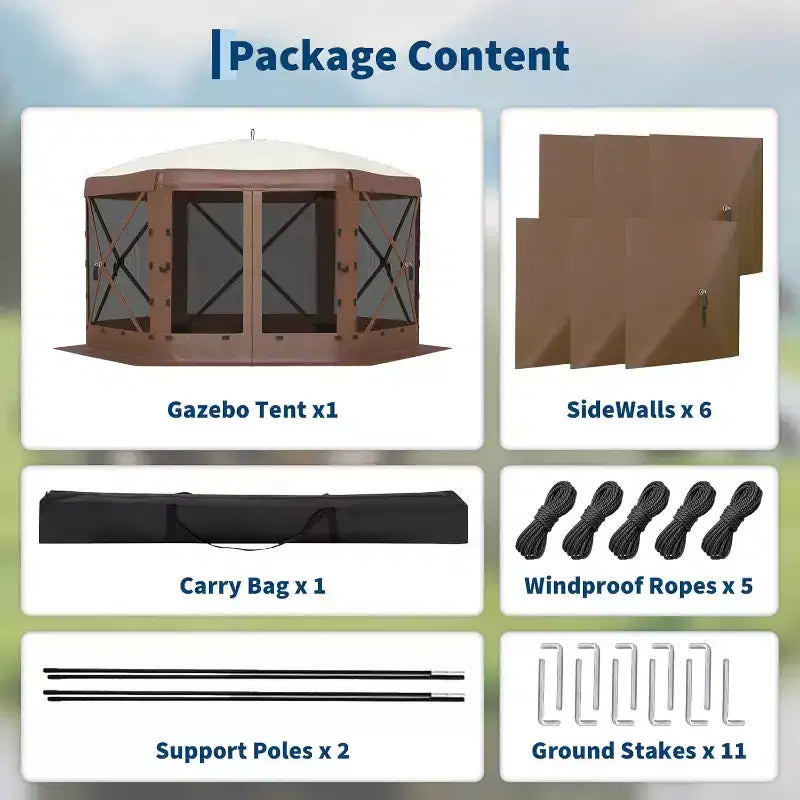 Tonnelle Pop Up 6 Côtés 3,96x3,96m, Grandes Tonnelles en Promotion avec Parois Latérales, Tonnelle Moustiquaire, Carpas para Patio, Abris Moustiquaires Portables