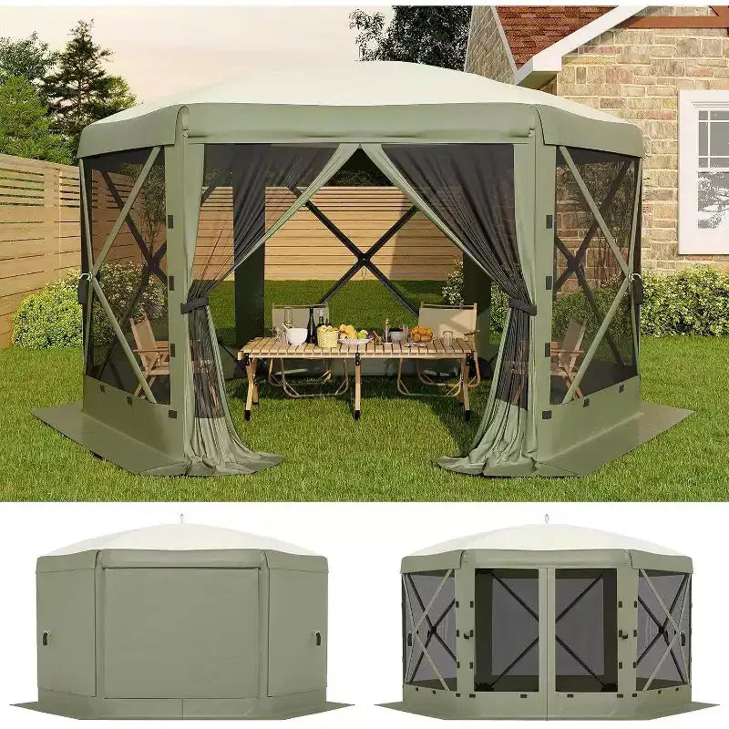Tonnelle Pop Up 6 Côtés 3,96x3,96m, Grandes Tonnelles en Promotion avec Parois Latérales, Tonnelle Moustiquaire, Carpas para Patio, Abris Moustiquaires Portables