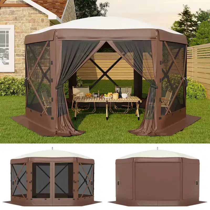 Tonnelle Pop Up 6 Côtés 3,96x3,96m, Grandes Tonnelles en Promotion avec Parois Latérales, Tonnelle Moustiquaire, Carpas para Patio, Abris Moustiquaires Portables