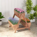 Jardinière surélevée verticale en bois à niveaux avec 3 bacs de culture Trous de drainage pour la culture d'herbes aromatiques 21 x 8 x 8,5/40 x 10 x 8,5