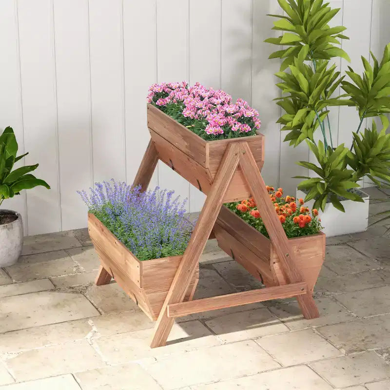 Jardinière surélevée verticale en bois à niveaux avec 3 bacs de culture Trous de drainage pour la culture d'herbes aromatiques 21 x 8 x 8,5/40 x 10 x 8,5