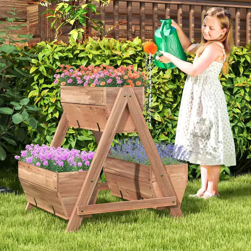 Jardinière surélevée verticale en bois à niveaux avec 3 bacs de culture Trous de drainage pour la culture d'herbes aromatiques 21 x 8 x 8,5/40 x 10 x 8,5