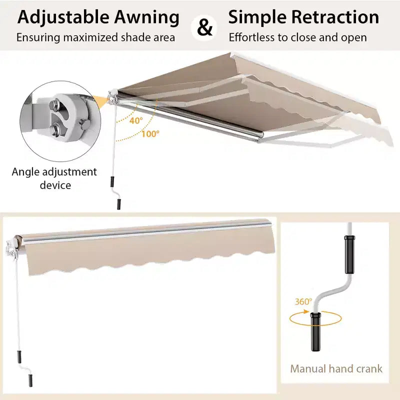 Store banne rétractable pour terrasse en aluminium abri pare-soleil extérieur beige