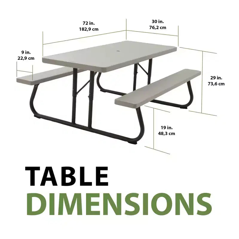 Table de pique-nique pliante de 6 pieds