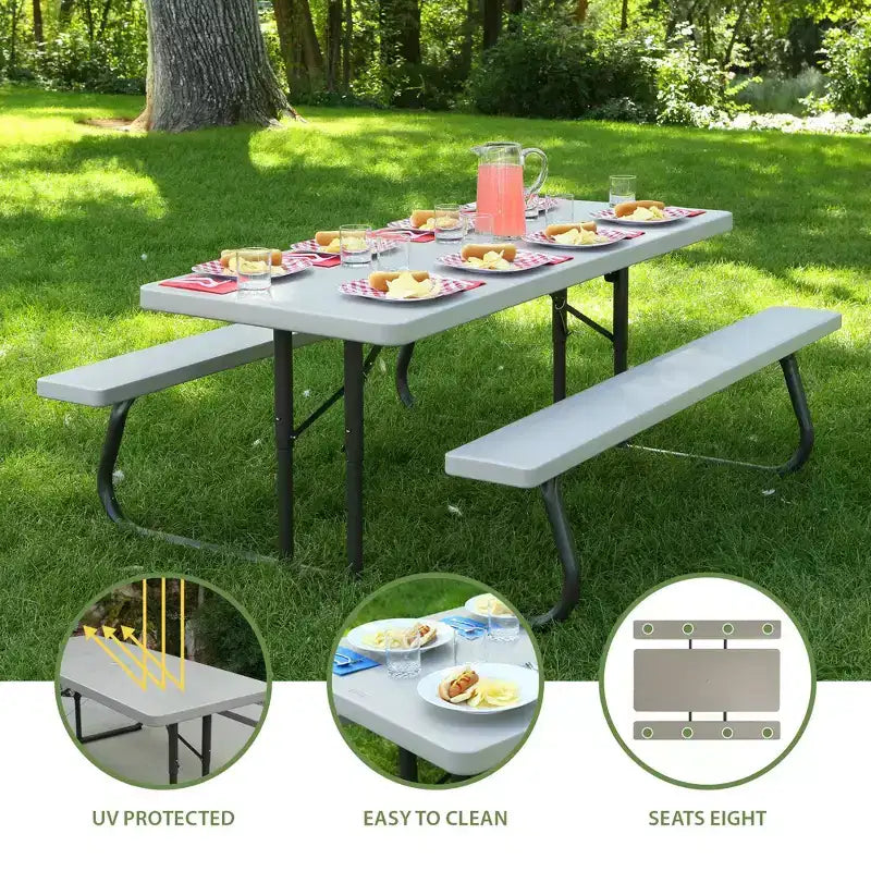 Table de pique-nique pliante de 6 pieds