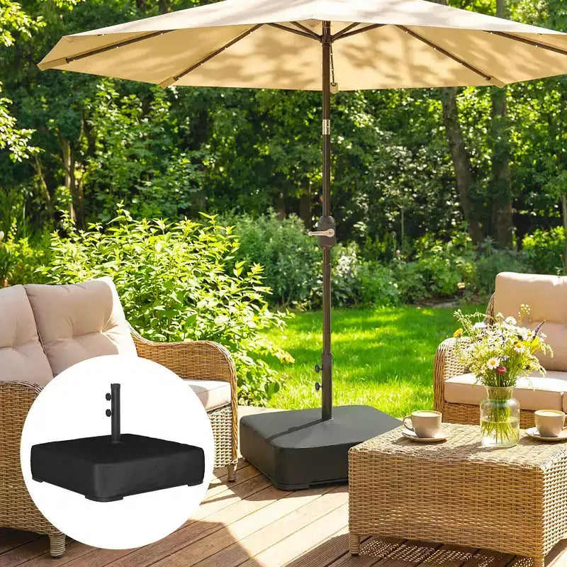 Pied de parasol de terrasse lesté de sable 176 lb support de parasol d'extérieur avec base en croix pour poteaux de 1,9 po Noir