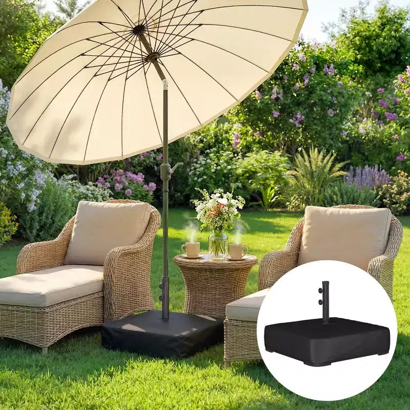 Pied de parasol de terrasse lesté de sable 176 lb support de parasol d'extérieur avec base en croix pour poteaux de 1,9 po Noir