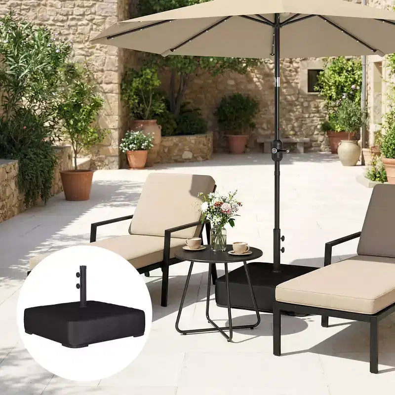 Pied de parasol de terrasse lesté de sable 176 lb support de parasol d'extérieur avec base en croix pour poteaux de 1,9 po Noir
