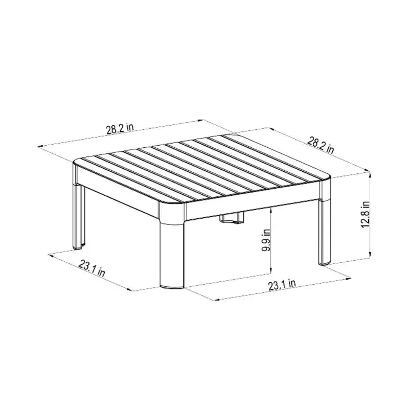 Table basse de patio en bois de teck 100 % FSC et aluminium noir