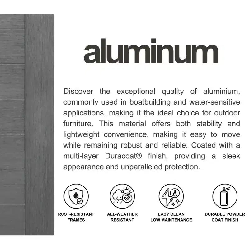 Table basse de patio en bois de teck 100 % FSC et aluminium noir