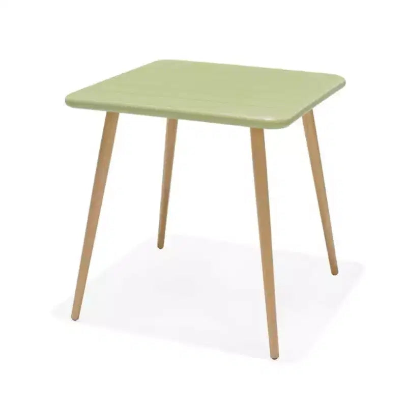 Table de bistrot de patio avec pieds en résine recyclée et finition teck, verte
