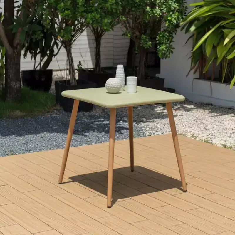 Table de bistrot de patio avec pieds en résine recyclée et finition teck, verte
