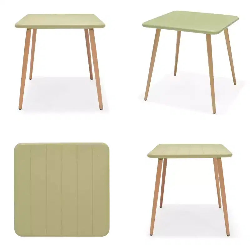 Table de bistrot de patio avec pieds en résine recyclée et finition teck, verte