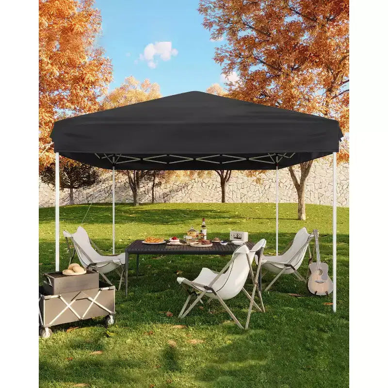 10x10 Pop Up Canopy Tent - One-Push Easy Up, 3 Adjustable Heights, 4 Sandbags, Carrying Bag, Outdoor Sun Shade for Camping Parties Events