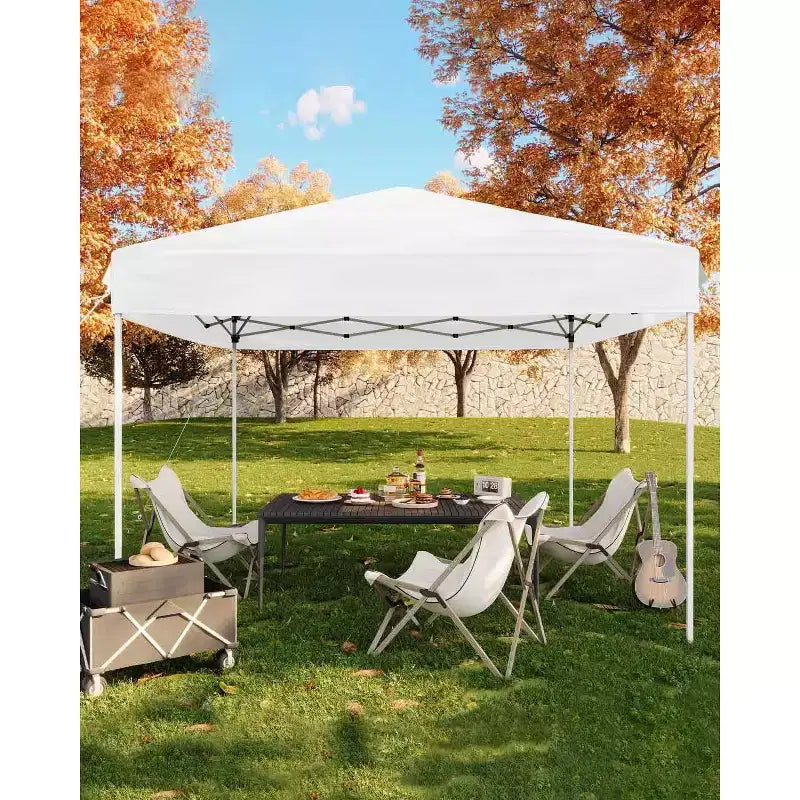 Tente tonnelle escamotable 10x10 - Montage facile à une poussée, 3 hauteurs réglables, 4 sacs de sable, sac de transport, abri solaire extérieur pour camping, fêtes, événements