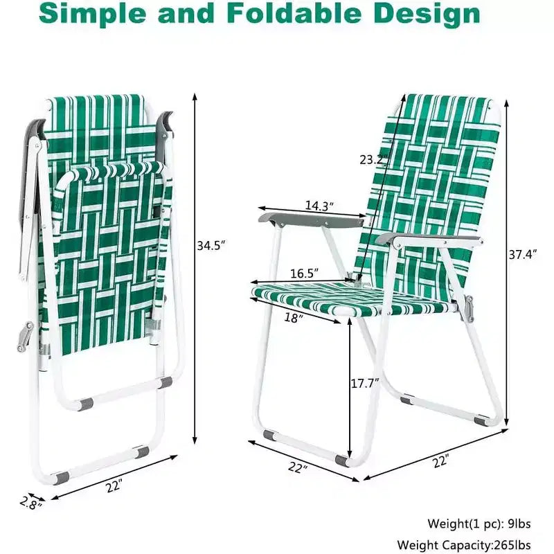 Chaises pliantes en toile pour patio, chaises de plage portables, chaises de salle à manger pour extérieur, jardin