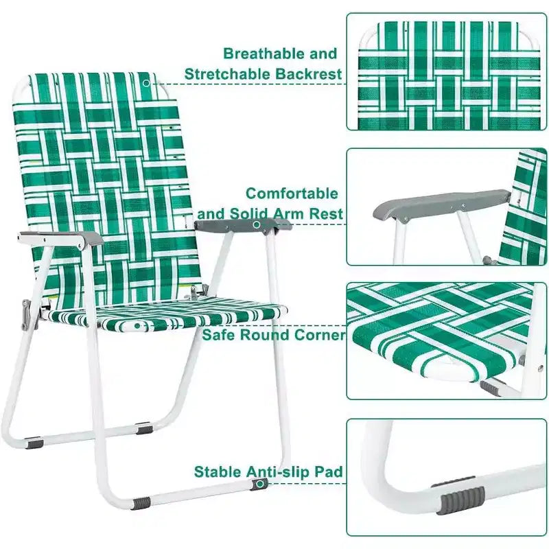 Chaises pliantes en toile pour patio, chaises de plage portables, chaises de salle à manger pour extérieur, jardin