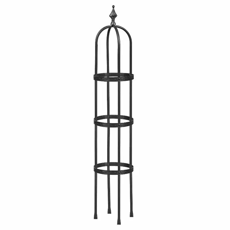 Trellis en métal obélisque de jardin Evergren pour plantes grimpantes | Treillis arche à motif floral intérieur/extérieur pour plantes en pot (5 pieds noir)