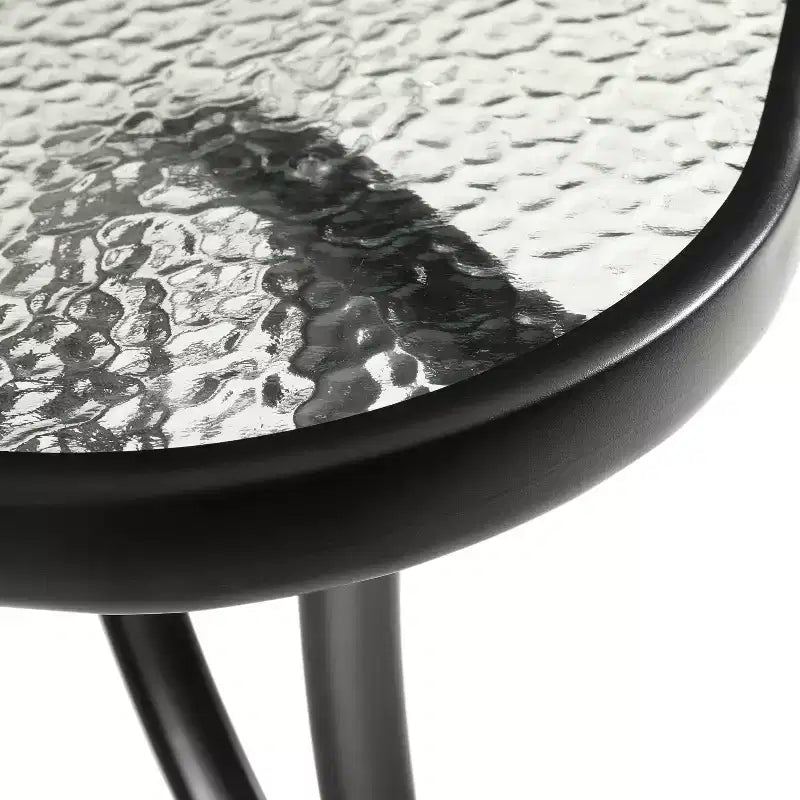 Table de patio de qualité commerciale avec dessus en verre trempé avec trou pour parasol et cadre en tube d'acier