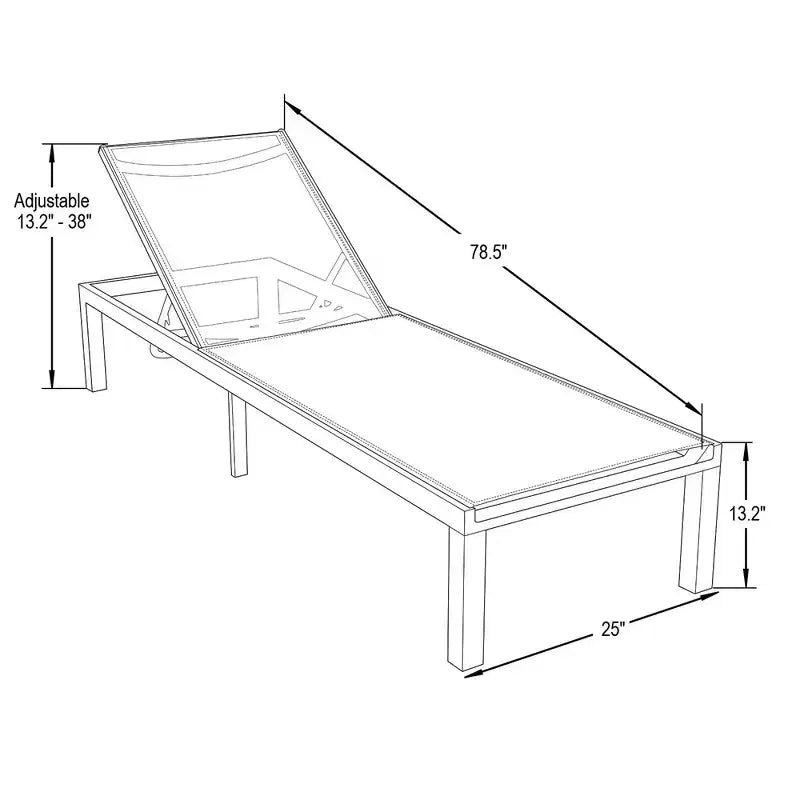 Ensemble de 2 chaises longues de patio en aluminium noir, réglables et résistantes aux intempéries pour piscine, jardin, terrasse ou balcon