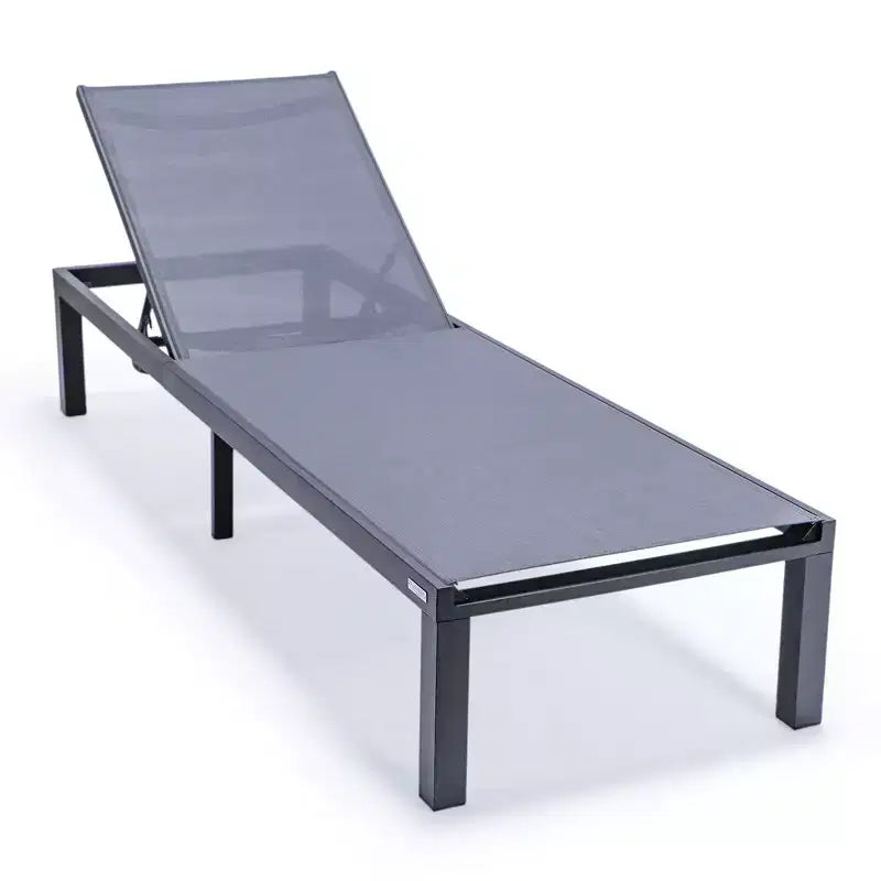 Ensemble de 2 chaises longues de patio en aluminium noir, réglables et résistantes aux intempéries pour piscine, jardin, terrasse ou balcon