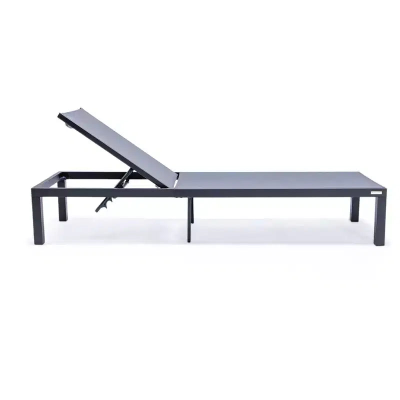 Ensemble de 2 chaises longues de patio en aluminium noir, réglables et résistantes aux intempéries pour piscine, jardin, terrasse ou balcon