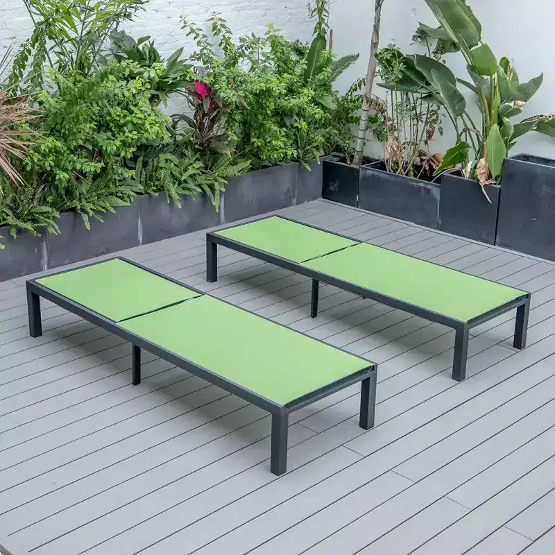 Ensemble de 2 chaises longues de patio en aluminium noir, réglables et résistantes aux intempéries pour piscine, jardin, terrasse ou balcon
