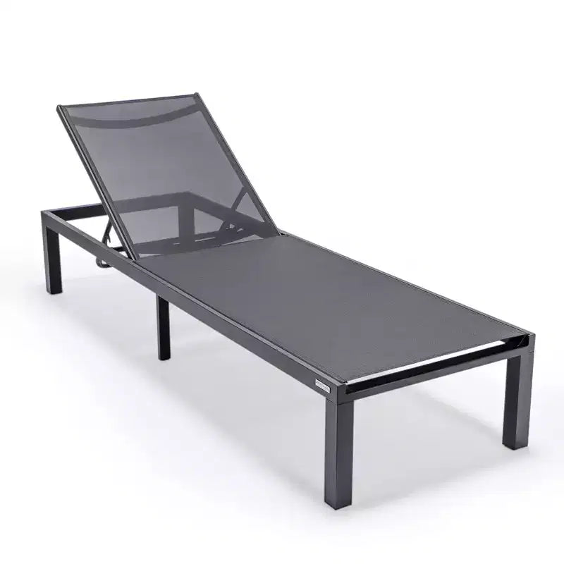 Ensemble de 2 chaises longues de patio en aluminium noir, réglables et résistantes aux intempéries pour piscine, jardin, terrasse ou balcon