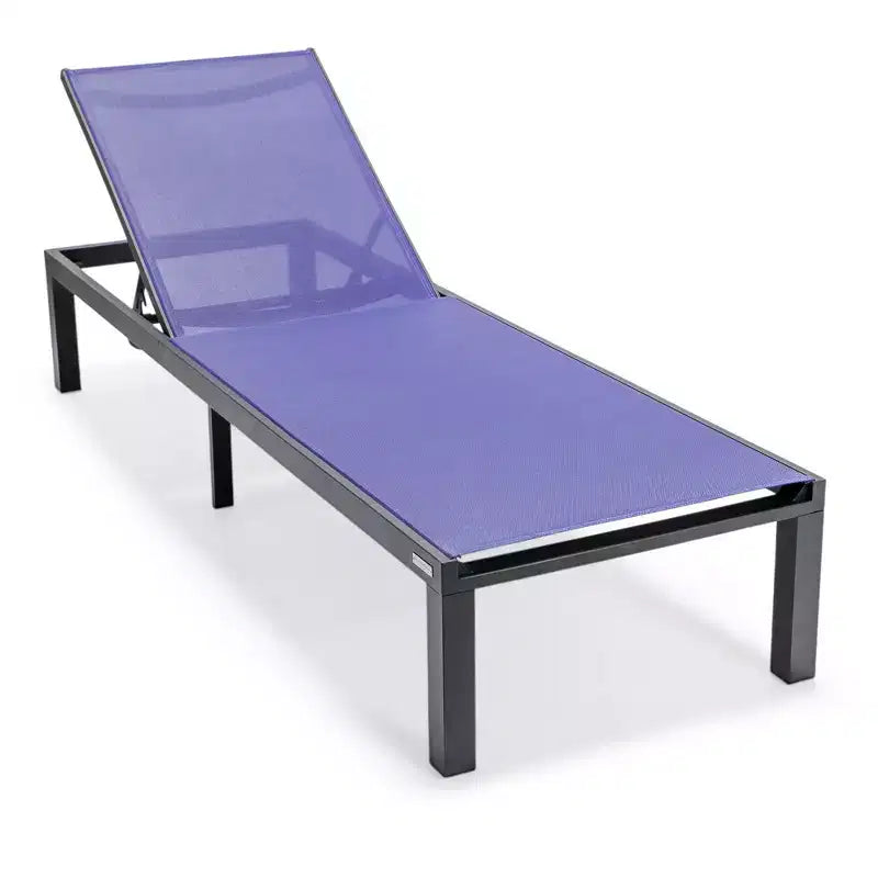 Ensemble de 2 chaises longues de patio en aluminium noir, réglables et résistantes aux intempéries pour piscine, jardin, terrasse ou balcon