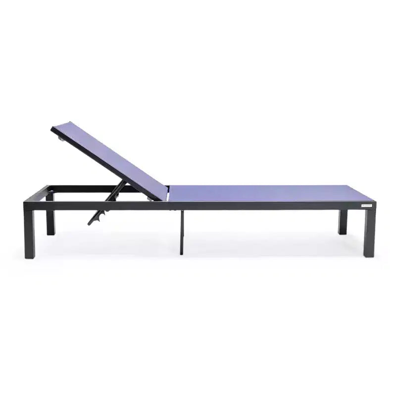 Ensemble de 2 chaises longues de patio en aluminium noir, réglables et résistantes aux intempéries pour piscine, jardin, terrasse ou balcon