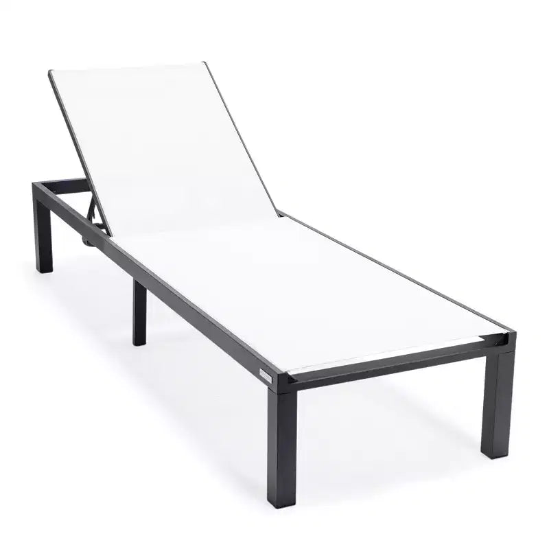 Ensemble de 2 chaises longues de patio en aluminium noir, réglables et résistantes aux intempéries pour piscine, jardin, terrasse ou balcon