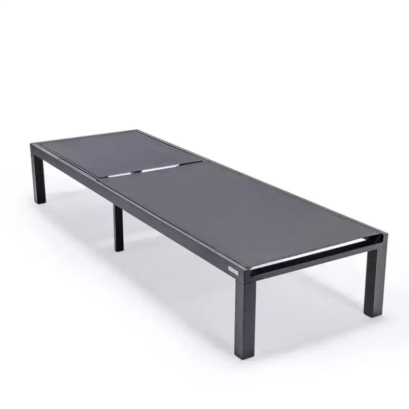 Ensemble de 2 chaises longues de patio en aluminium noir, réglables et résistantes aux intempéries pour piscine, jardin, terrasse ou balcon