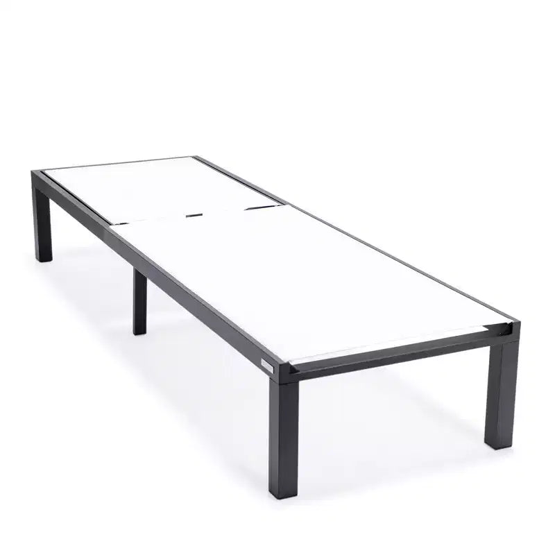 Ensemble de 2 chaises longues de patio en aluminium noir, réglables et résistantes aux intempéries pour piscine, jardin, terrasse ou balcon