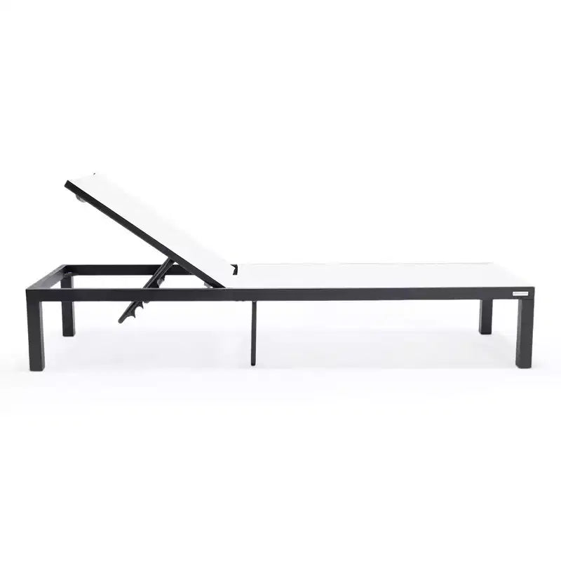 Ensemble de 2 chaises longues de patio en aluminium noir, réglables et résistantes aux intempéries pour piscine, jardin, terrasse ou balcon