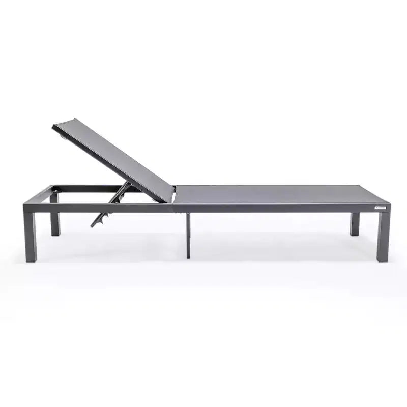 Ensemble de 2 chaises longues de patio en aluminium noir, réglables et résistantes aux intempéries pour piscine, jardin, terrasse ou balcon