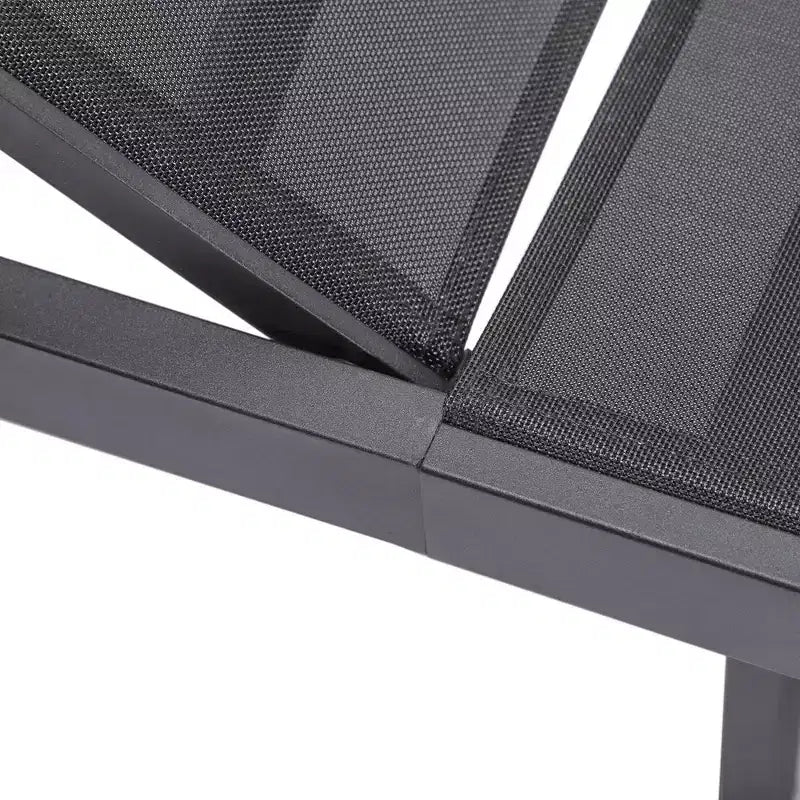 Ensemble de 2 chaises longues de patio en aluminium noir, réglables et résistantes aux intempéries pour piscine, jardin, terrasse ou balcon