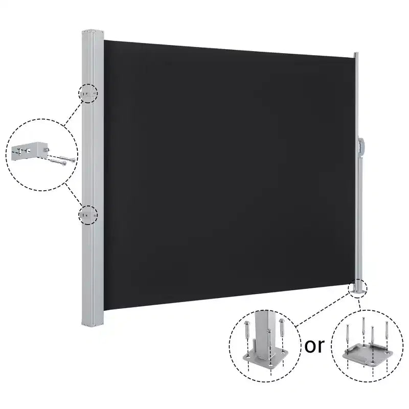 Store Banne Latérale Extérieure Rétractable 120x63 Noire