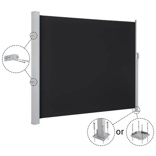 Store Banne Latérale Extérieure Rétractable 120x63 Noire